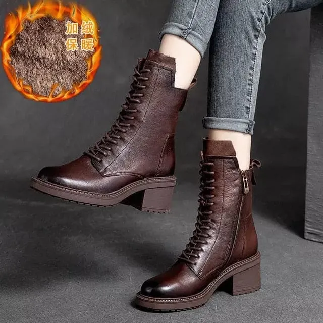 Genuine Leather High Quality Women Ankle Boots