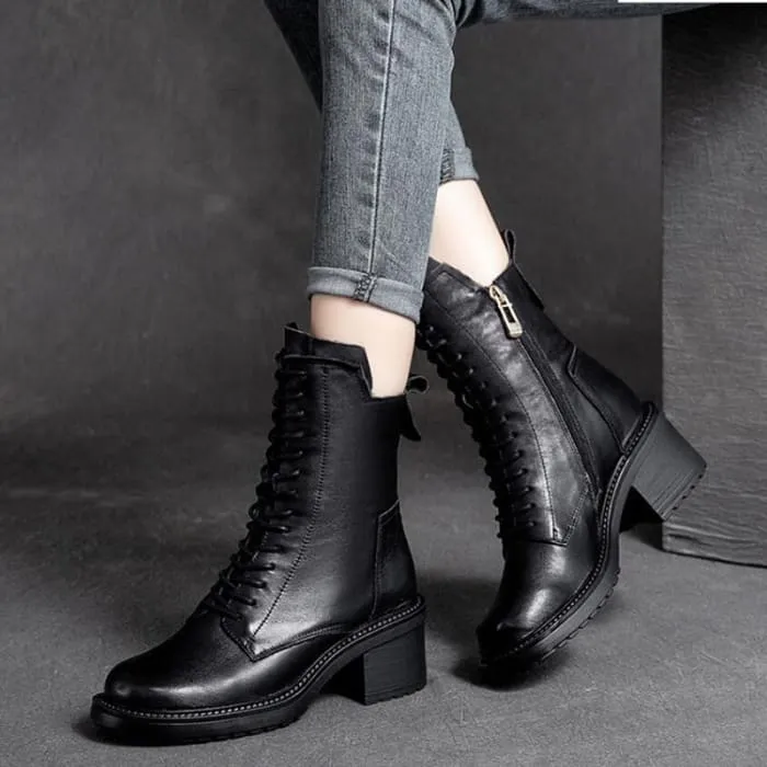 Genuine Leather High Quality Women Ankle Boots