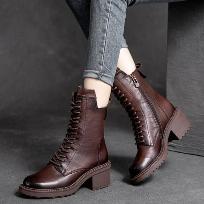 Genuine Leather High Quality Women Ankle Boots