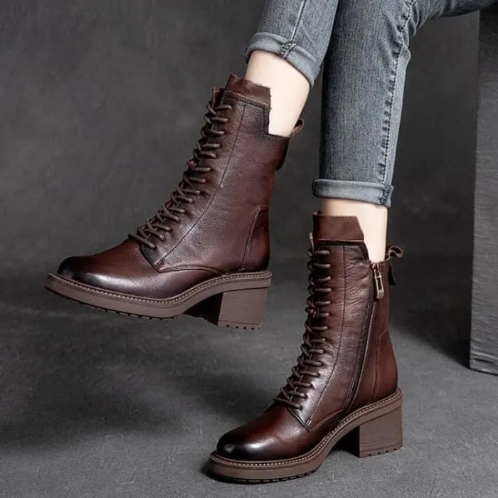 Genuine Leather High Quality Women Ankle Boots