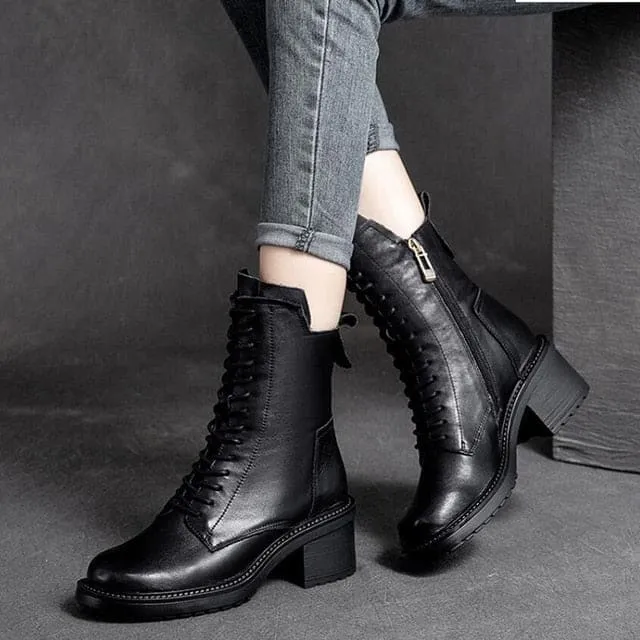 Genuine Leather High Quality Women Ankle Boots