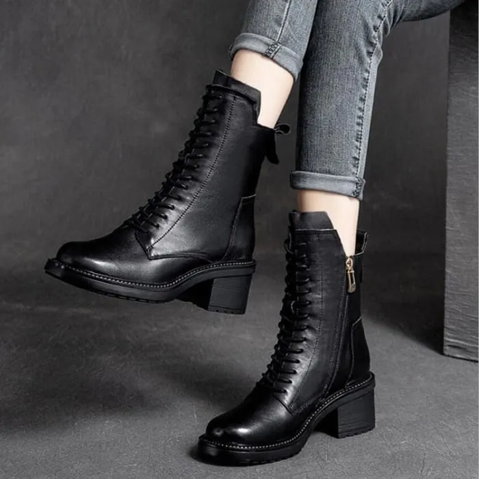 Genuine Leather High Quality Women Ankle Boots