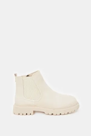 Girls Ivory Chelsea Boots