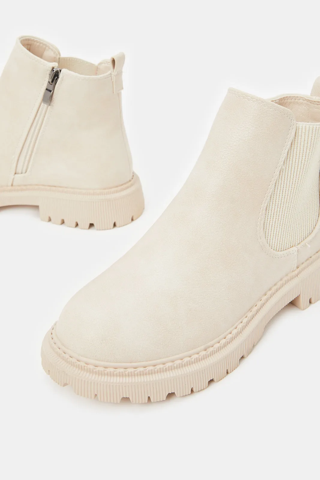 Girls Ivory Chelsea Boots