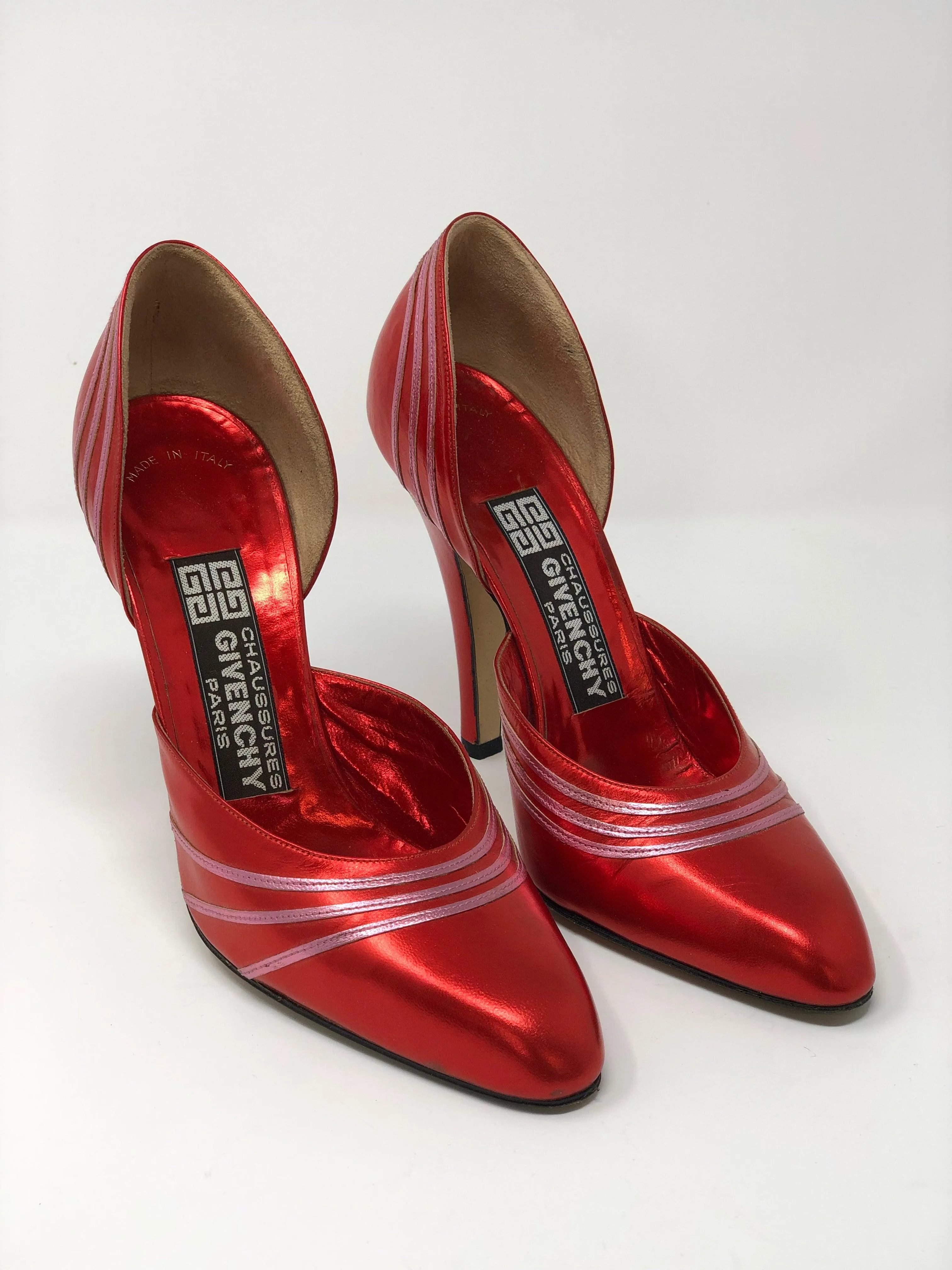 Givenchy Vintage Metallic Red Leather Shoes Size 6M (UK4)