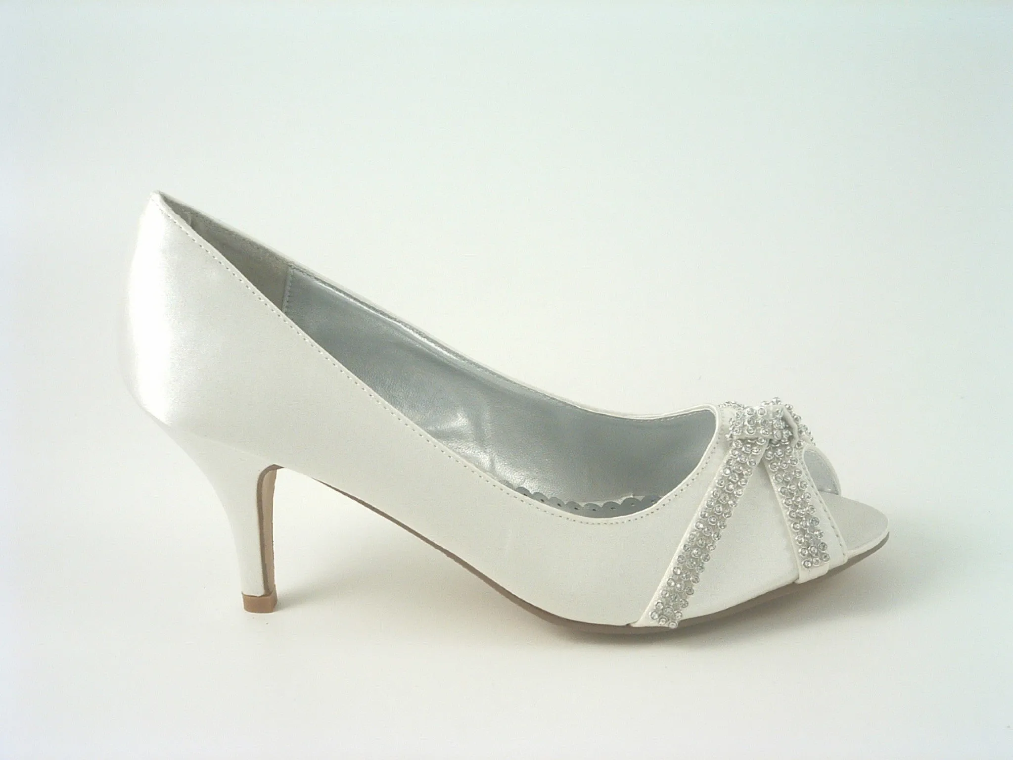 Glitz Shoes Diamante Metallic Peep Toe Court Shoe