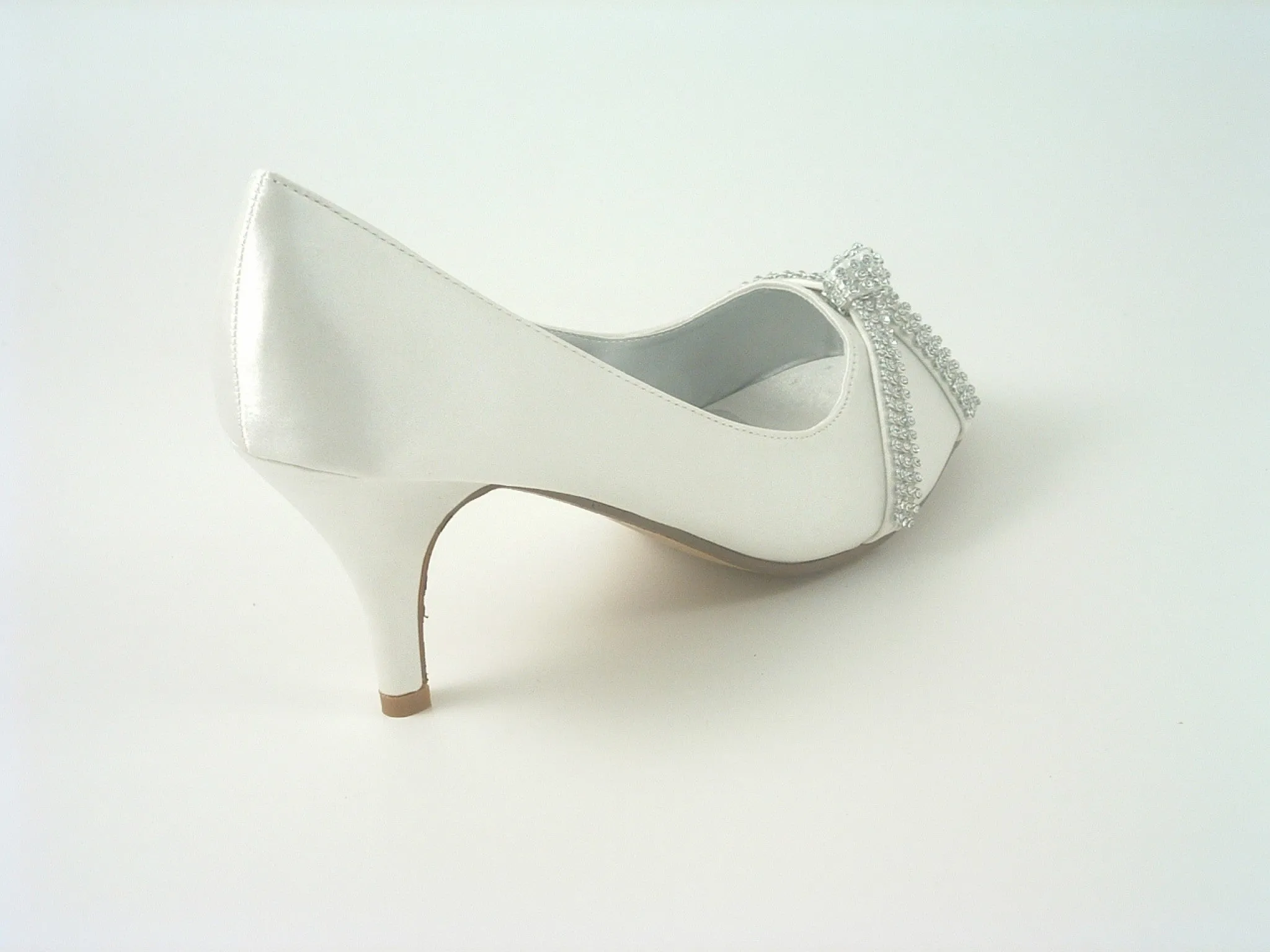 Glitz Shoes Diamante Metallic Peep Toe Court Shoe