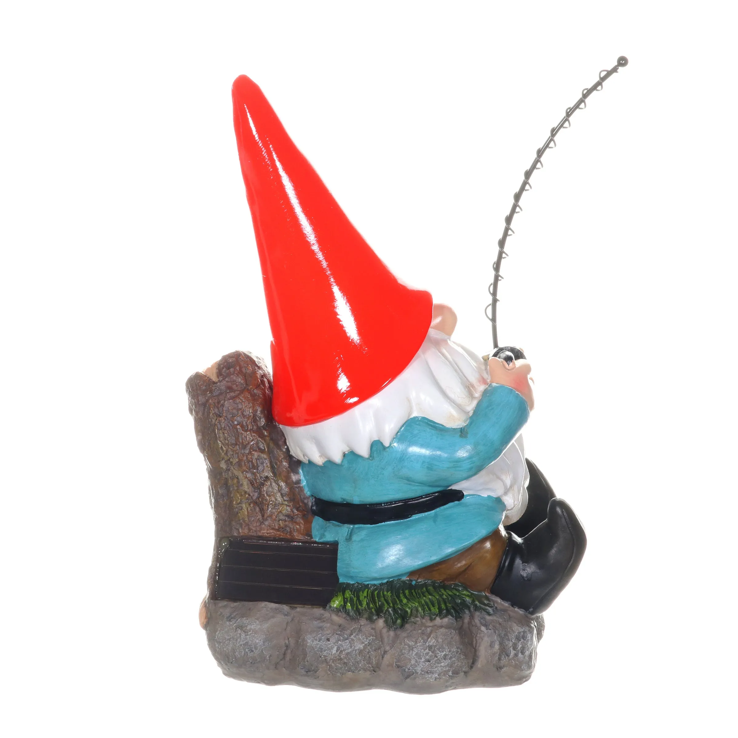 Good Time Solar Fishing Freddy Red Hat Gnome Statue, 12 Inch