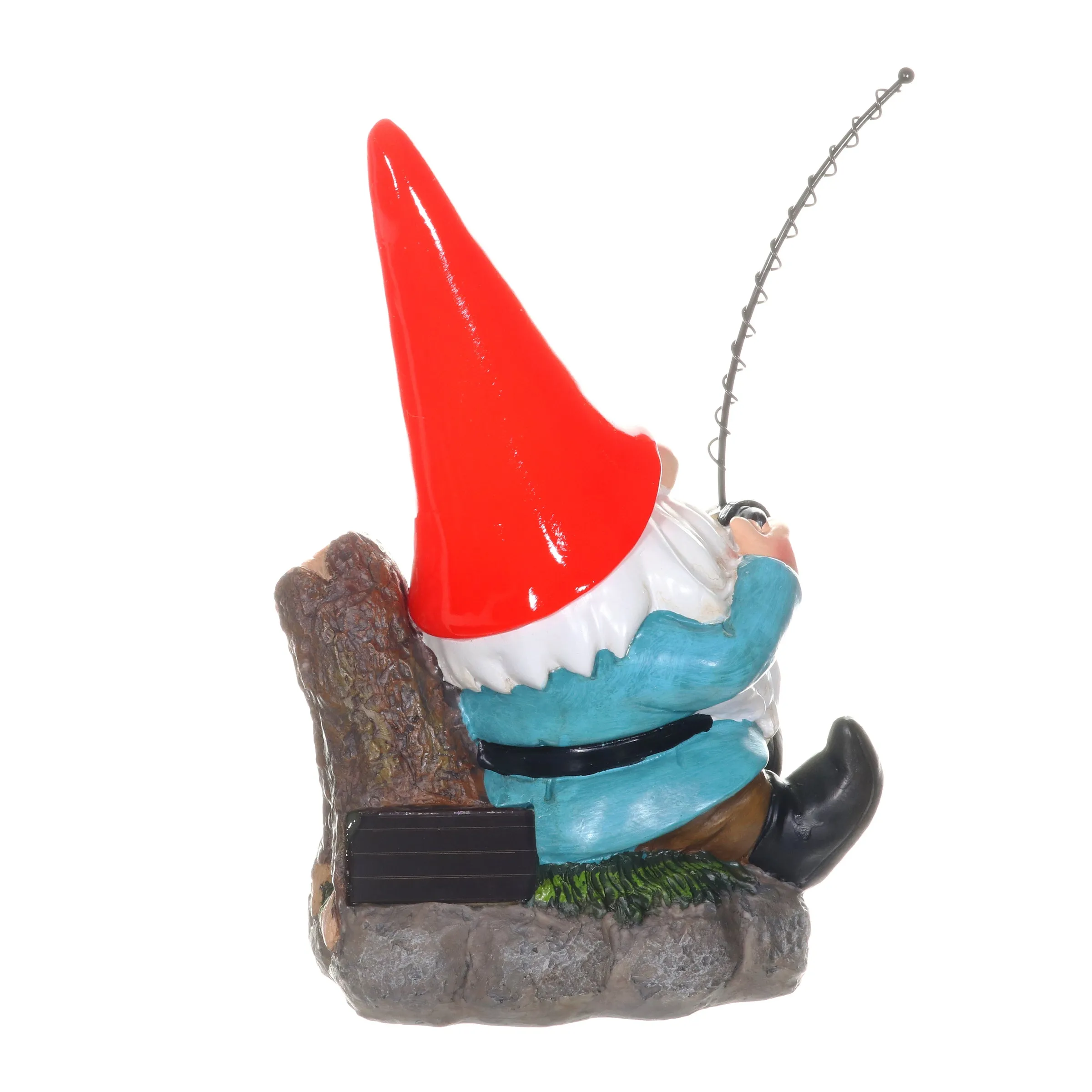 Good Time Solar Fishing Freddy Red Hat Gnome Statue, 12 Inch