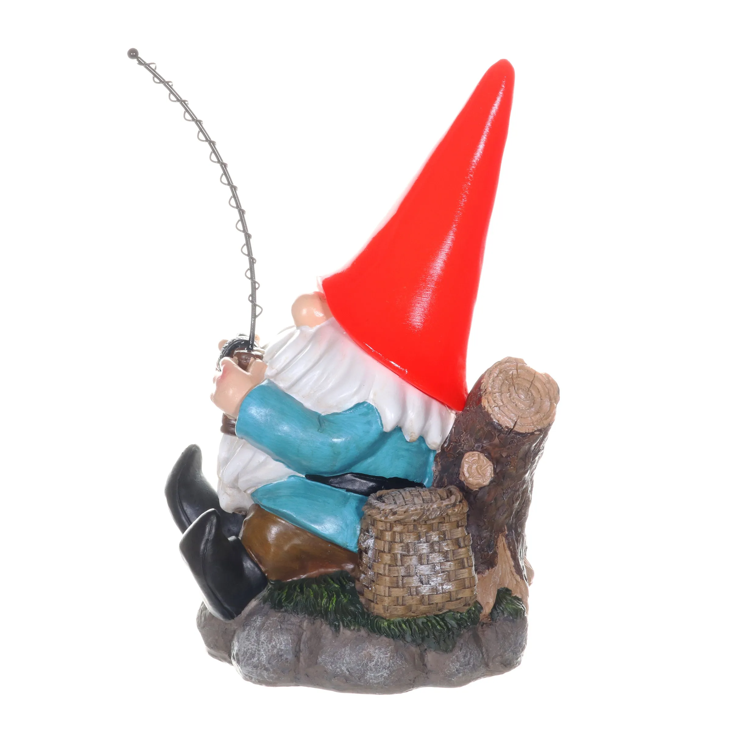 Good Time Solar Fishing Freddy Red Hat Gnome Statue, 12 Inch