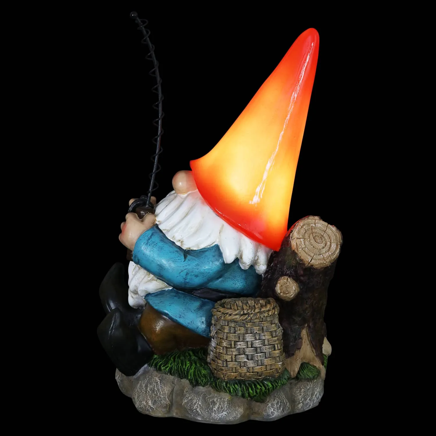 Good Time Solar Fishing Freddy Red Hat Gnome Statue, 12 Inch