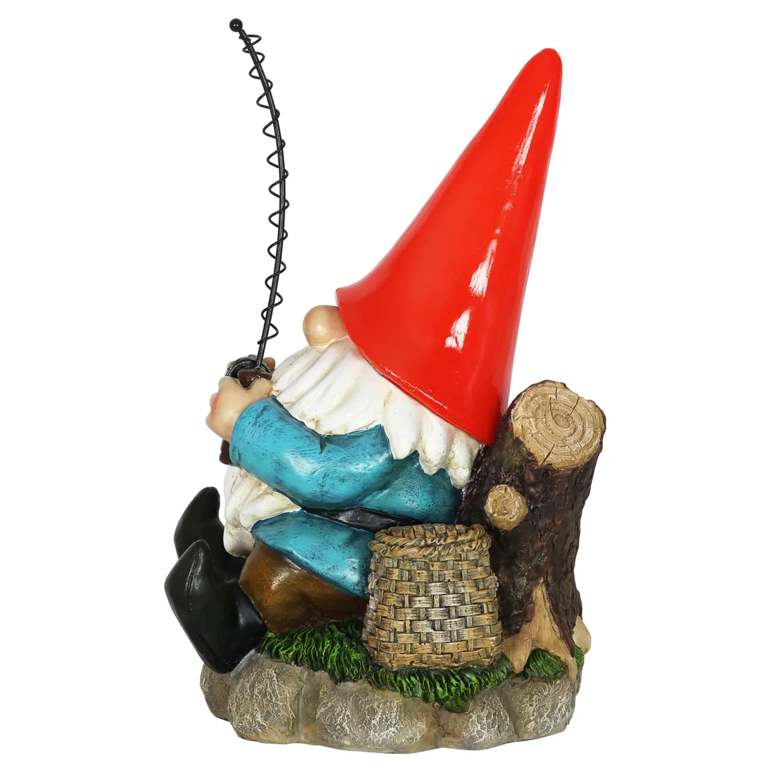 Good Time Solar Fishing Freddy Red Hat Gnome Statue, 12 Inch