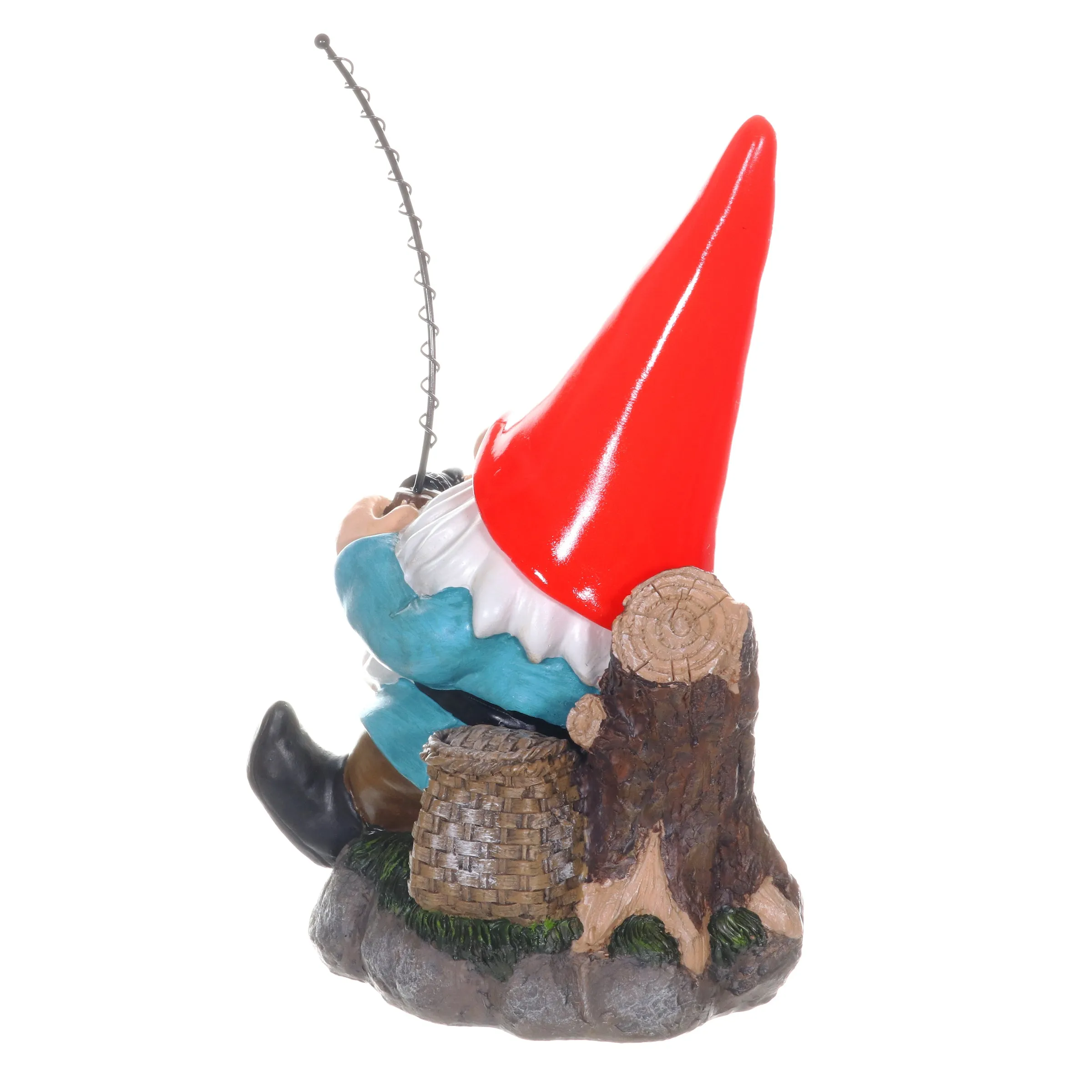 Good Time Solar Fishing Freddy Red Hat Gnome Statue, 12 Inch