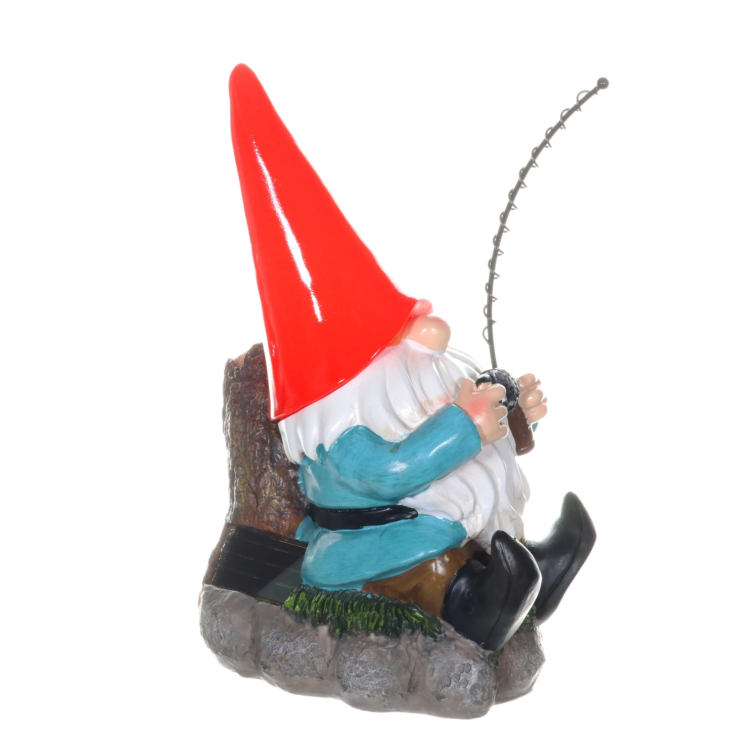 Good Time Solar Fishing Freddy Red Hat Gnome Statue, 12 Inch