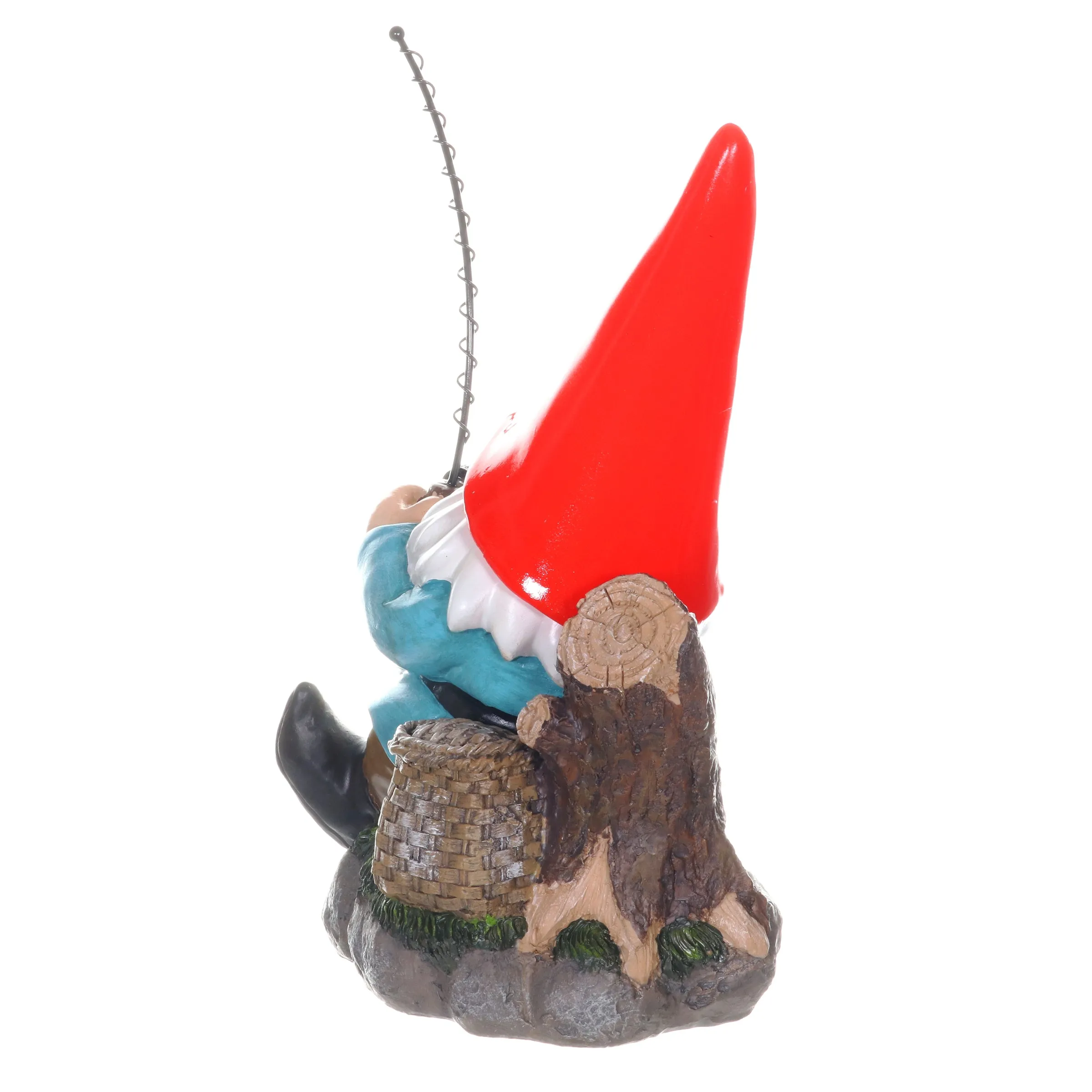 Good Time Solar Fishing Freddy Red Hat Gnome Statue, 12 Inch