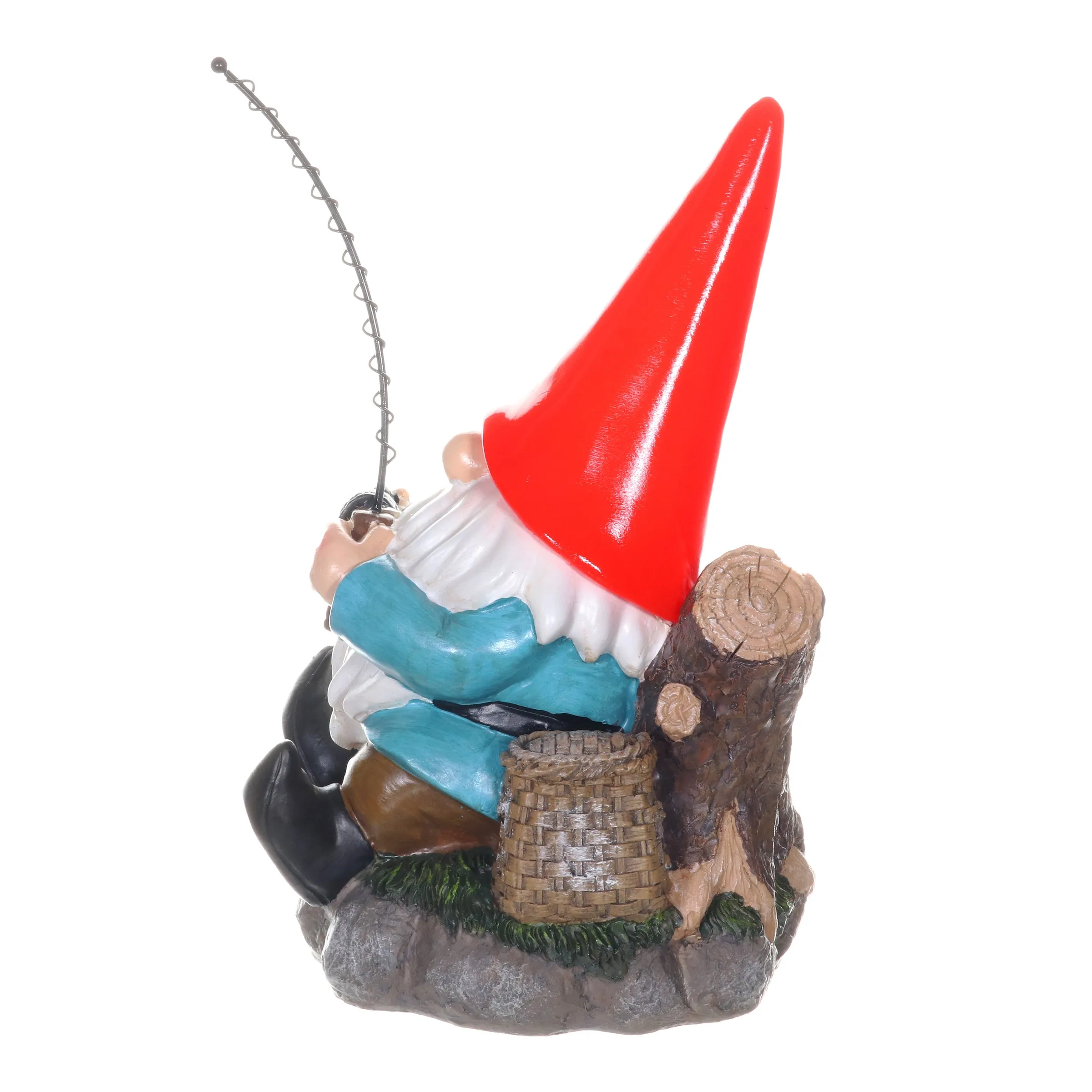 Good Time Solar Fishing Freddy Red Hat Gnome Statue, 12 Inch