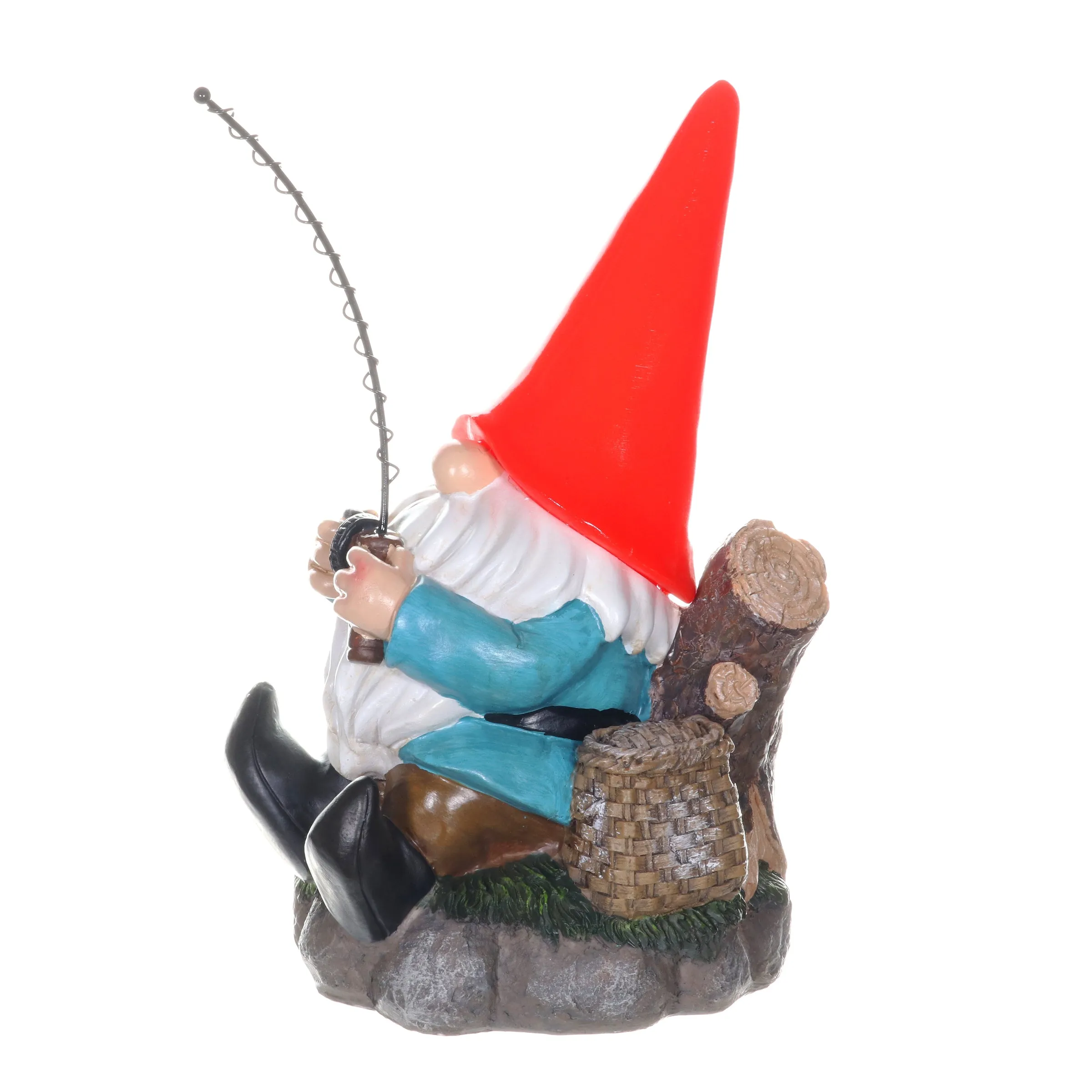 Good Time Solar Fishing Freddy Red Hat Gnome Statue, 12 Inch