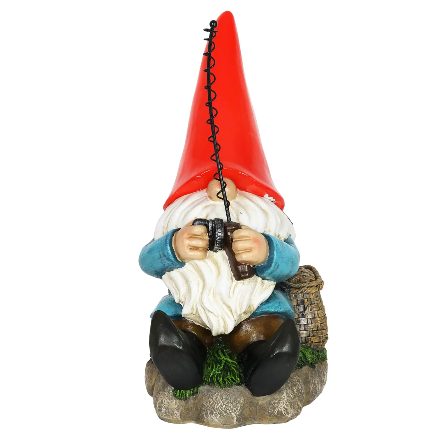 Good Time Solar Fishing Freddy Red Hat Gnome Statue, 12 Inch