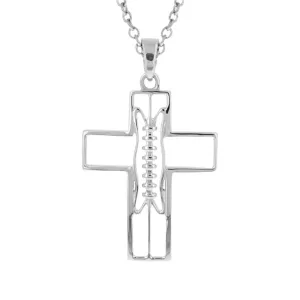 Gridiron Football Cross Necklace | Sterling Silver