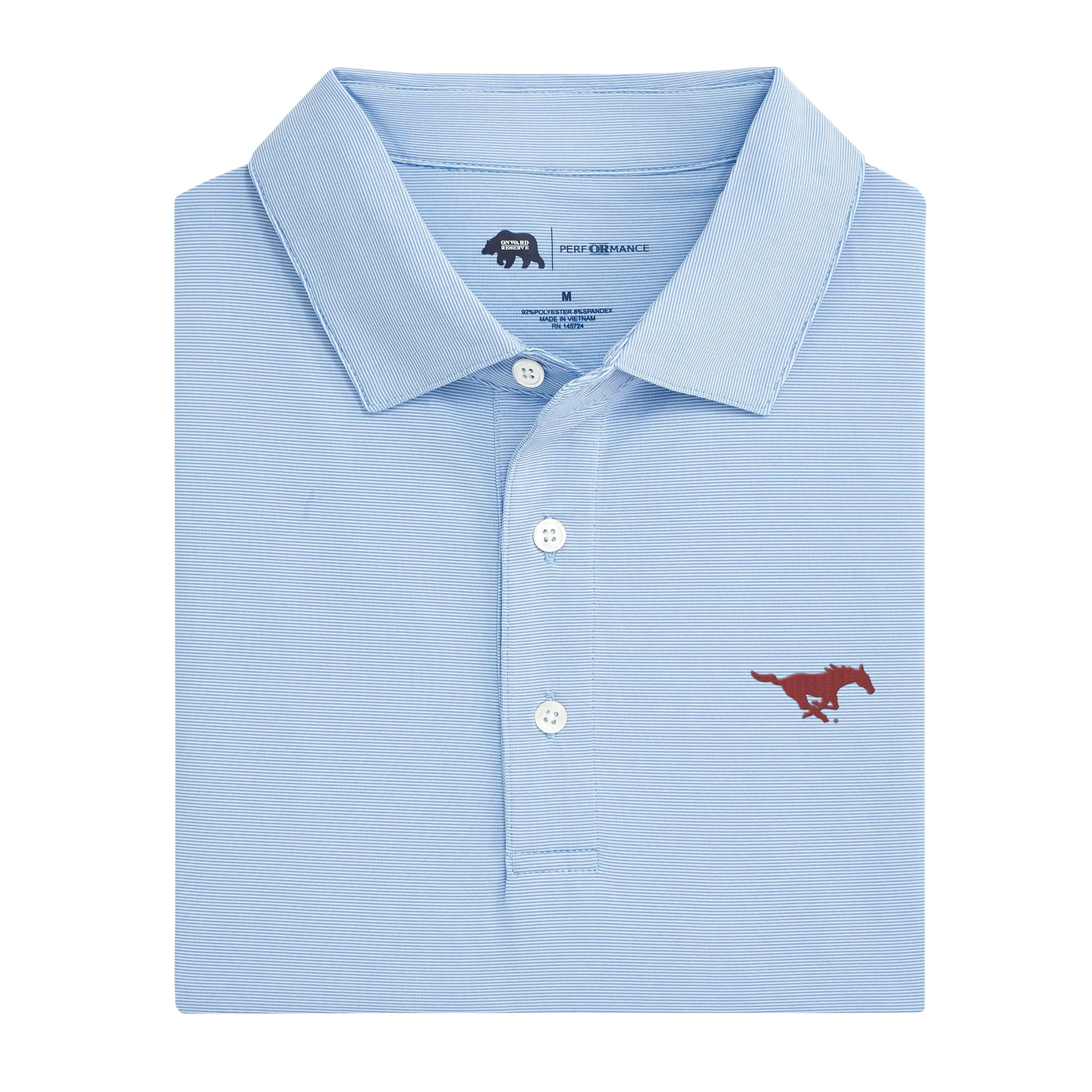 Hairline Stripe SMU Polo - Sky