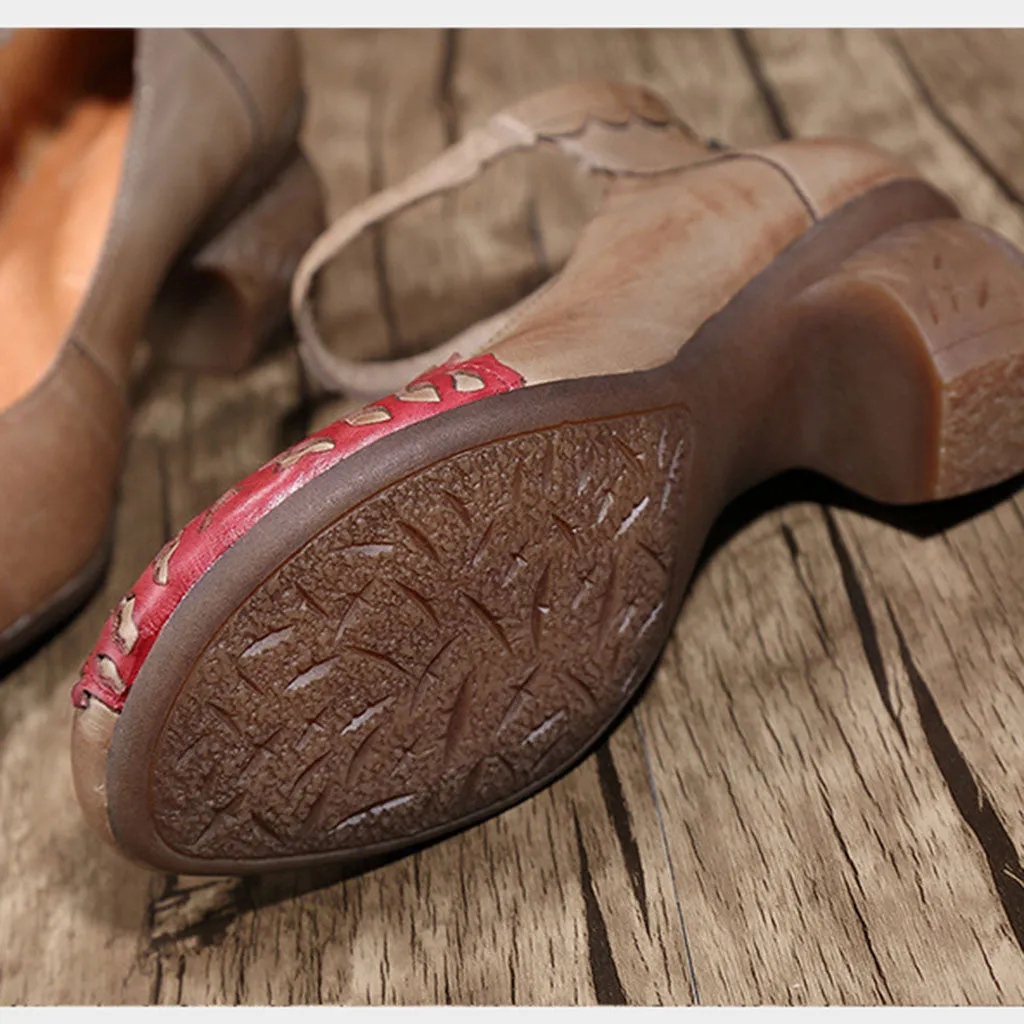 Handmade Heel Vintage Women Chunky Shoes | Gift Shoes