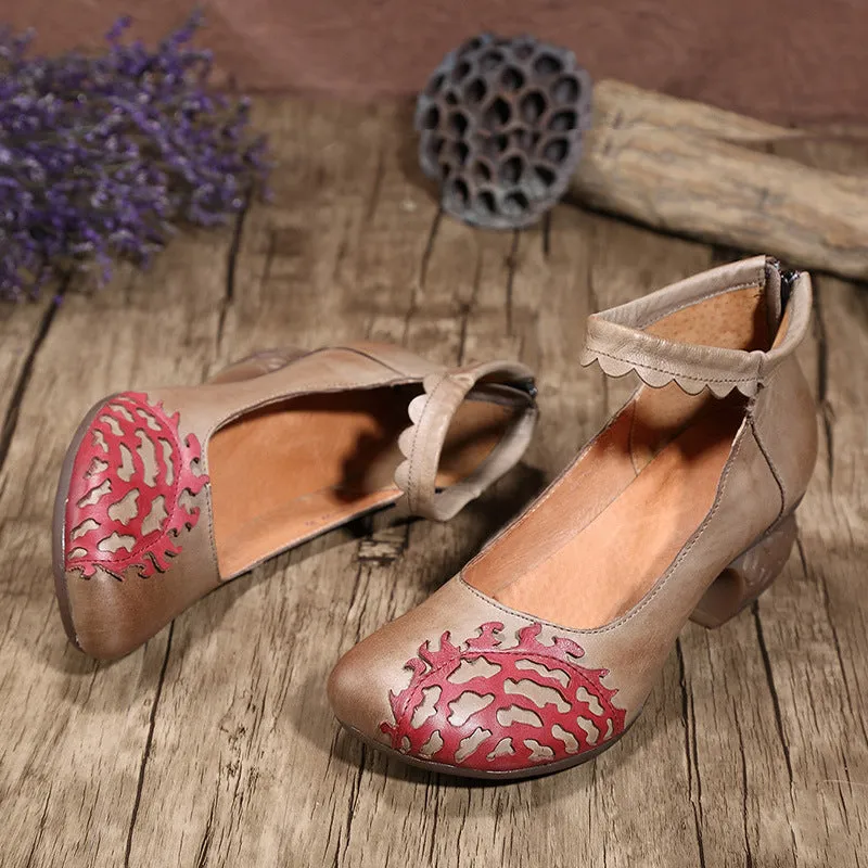 Handmade Heel Vintage Women Chunky Shoes | Gift Shoes