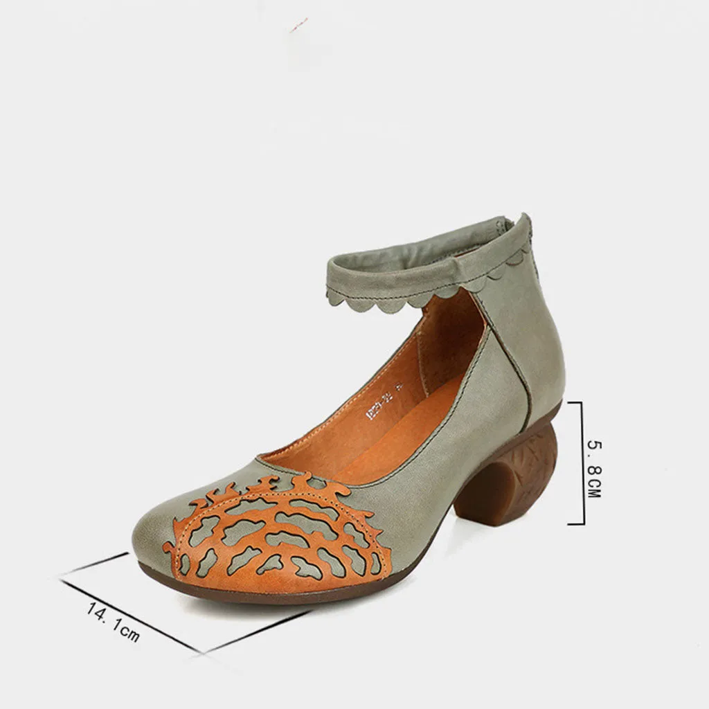 Handmade Heel Vintage Women Chunky Shoes | Gift Shoes