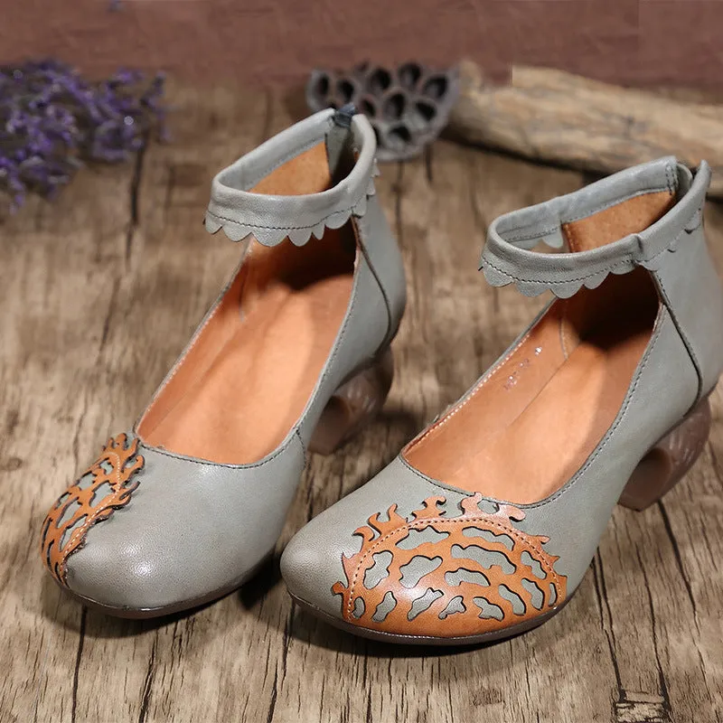 Handmade Heel Vintage Women Chunky Shoes | Gift Shoes