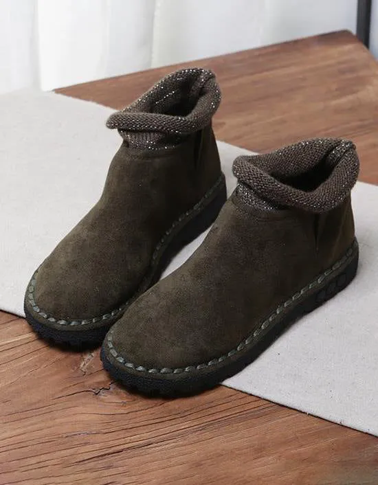 Handmade Suede Winter Short Retro Boots