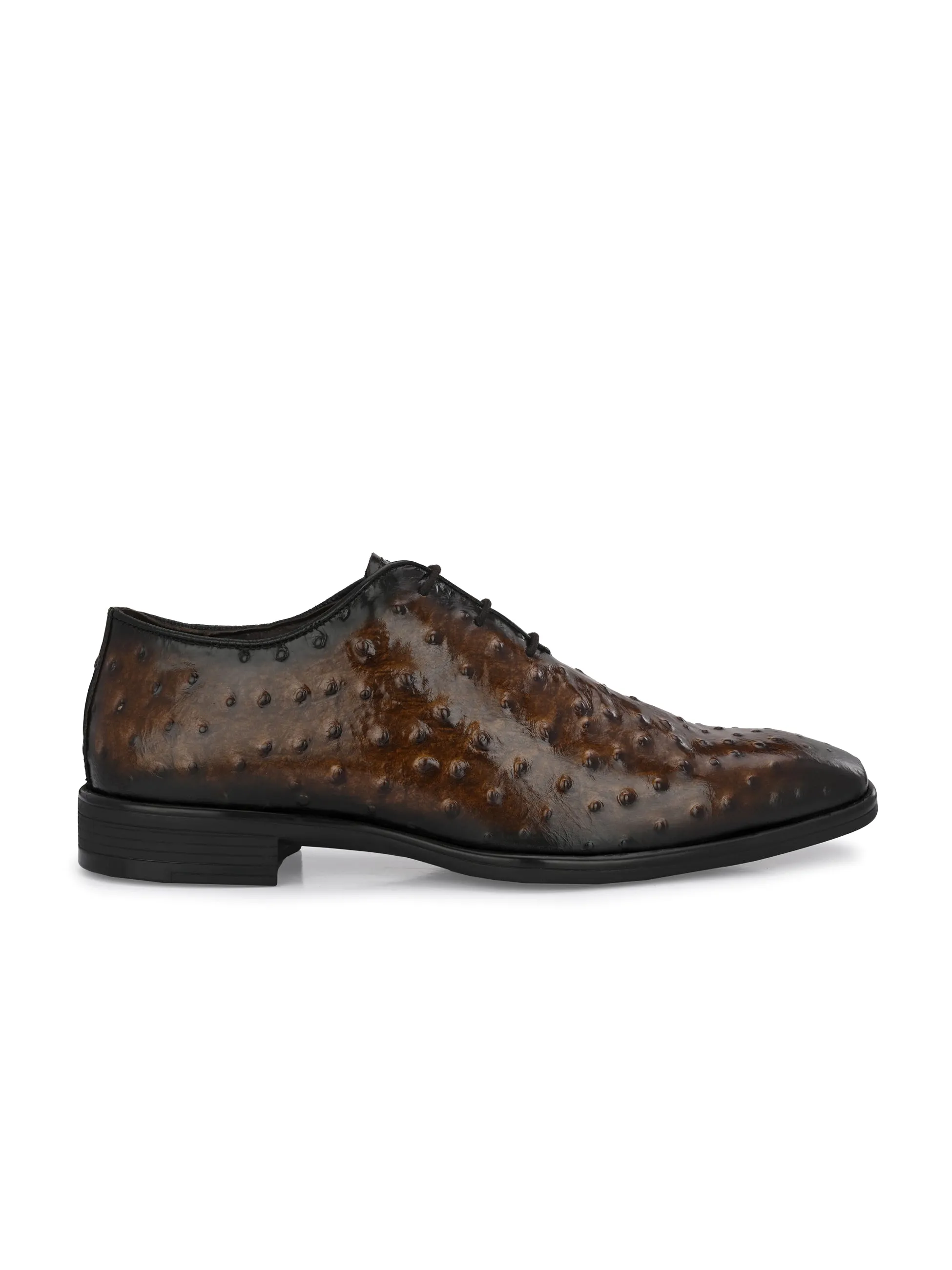 Hitz Men's Brown Leather Lace-Up Party Shoes