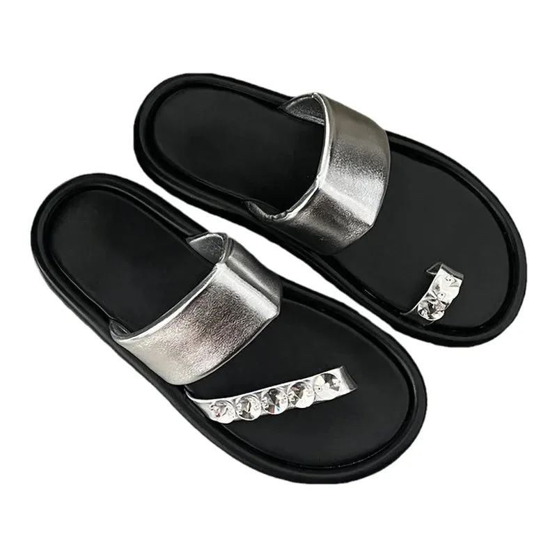 Hnzxzm 2024 Summers Women Slippers Fashion Crystal Clip Toe Slides Shoes Ladies Casual Outdoor Beach Flats Sandalias Flip Flop