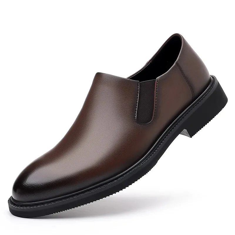 Hnzxzm Men's Leather Casual Shoes Fashion Business Soft Anti-slip Leather Shoes Man Casual Vintage Chelsea Slip-on Leather Shoes