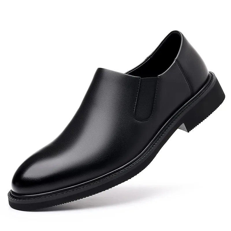 Hnzxzm Men's Leather Casual Shoes Fashion Business Soft Anti-slip Leather Shoes Man Casual Vintage Chelsea Slip-on Leather Shoes