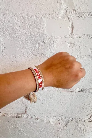 Hook Em Football Bracelet