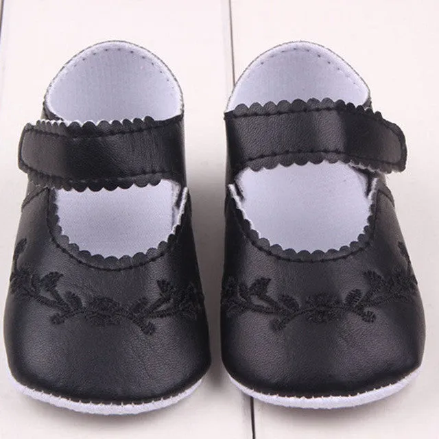 Hot Kid Girl Pu Leather Princess Crib Shoes Newborn Comfy Outdoor Baby Shoes