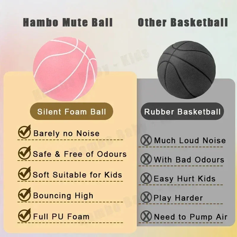 Indoor Silent Basketball Sports Bouncy Balls High Density Foam Material Children Adults Ball Training Complimentary Portable Net