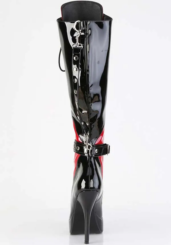 INDULGE-2028 [Black/Red Patent] | BOOTS [PREORDER]