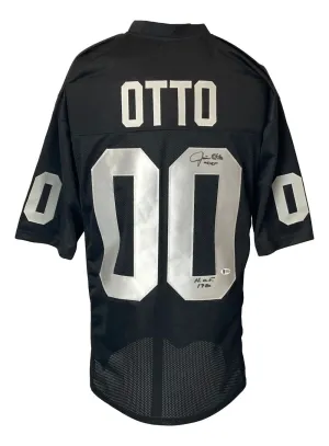 Jim Otto Oakland Signed Black Football Jersey HOF 1980 Inscribed BAS