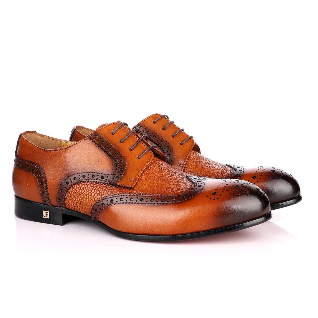 John Foster Brown Half Croc Oxford Brogues Shoe