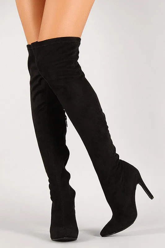 Josee -  Vegan Suede Stiletto Over-The-Knee Boot