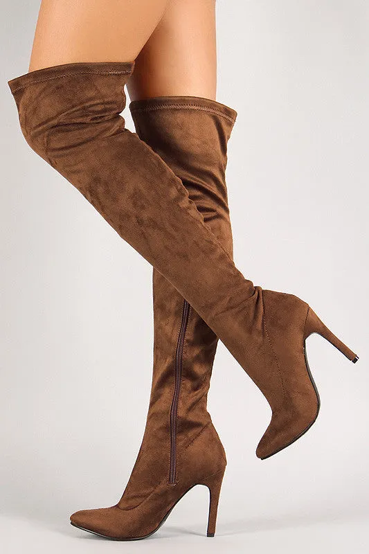 Josee -  Vegan Suede Stiletto Over-The-Knee Boot