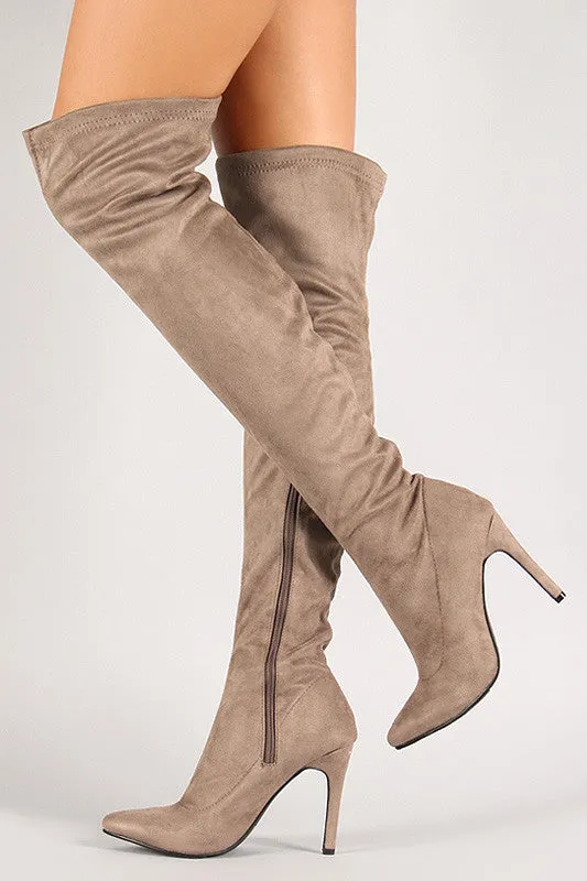 Josee -  Vegan Suede Stiletto Over-The-Knee Boot