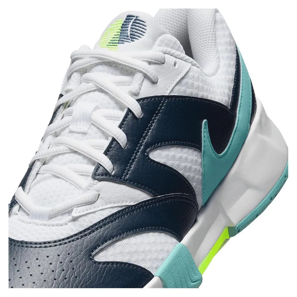 Juniors Court Lite 4 Tennis Shoes White and Denim Turquoise