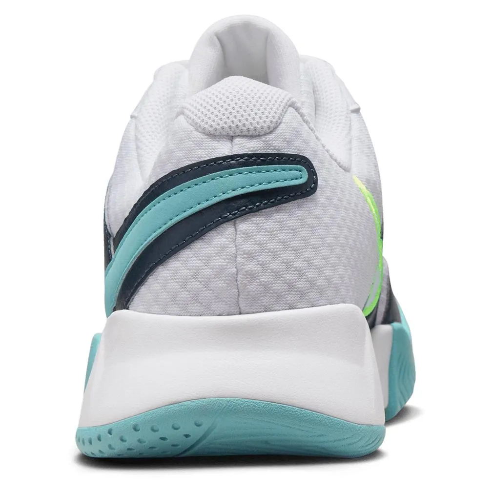 Juniors Court Lite 4 Tennis Shoes White and Denim Turquoise