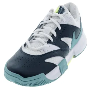 Juniors Court Lite 4 Tennis Shoes White and Denim Turquoise