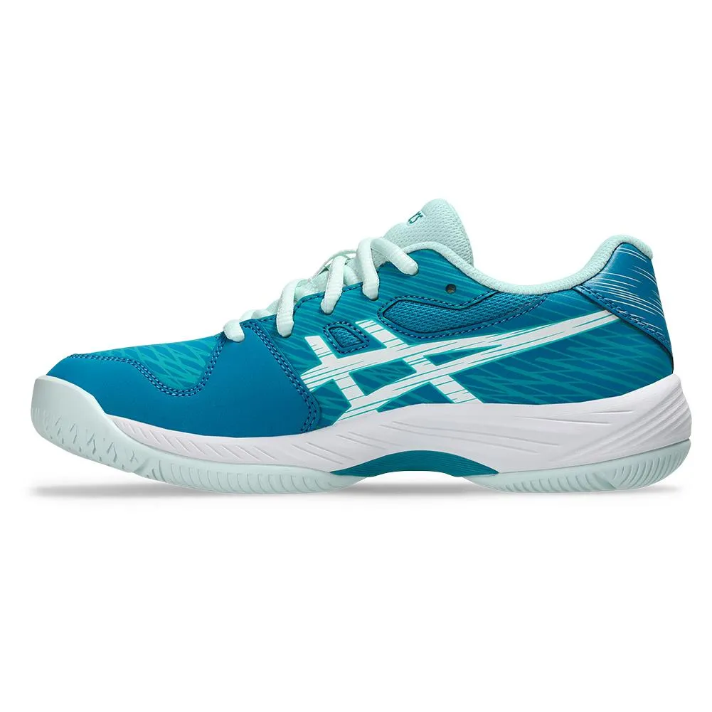 Juniors Gel-Game 9 GS Tennis Shoes Teal Blue and White