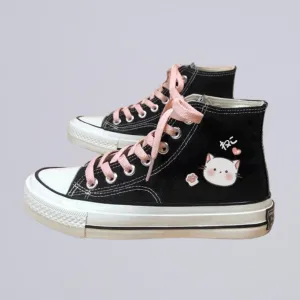 Kawaii Kitty High Top Canvas Shoes - Unisex