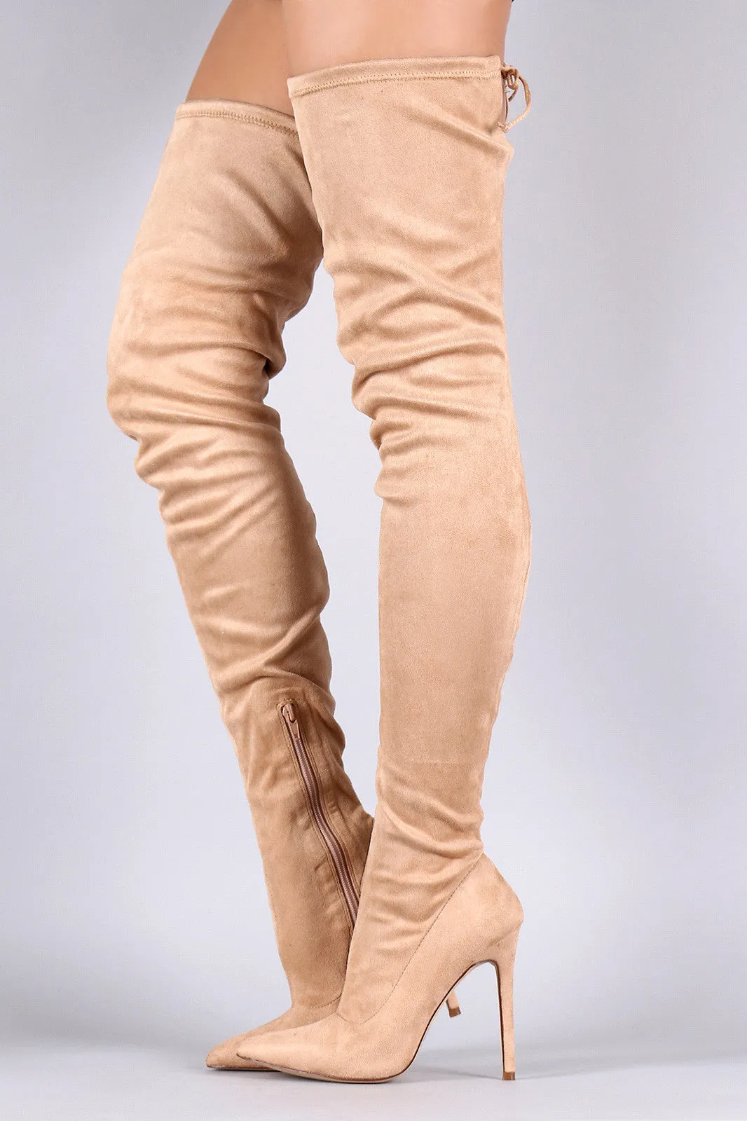 Liliana Suede Over The Knee Pointy Toe Boots