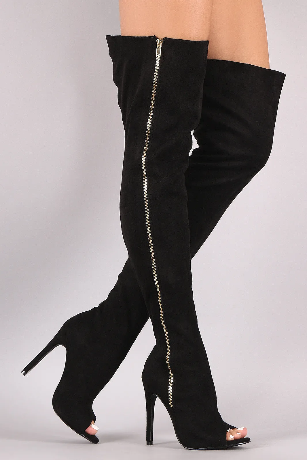 Liliana Suede Zip Up Over-The-Knee Stiletto Boots