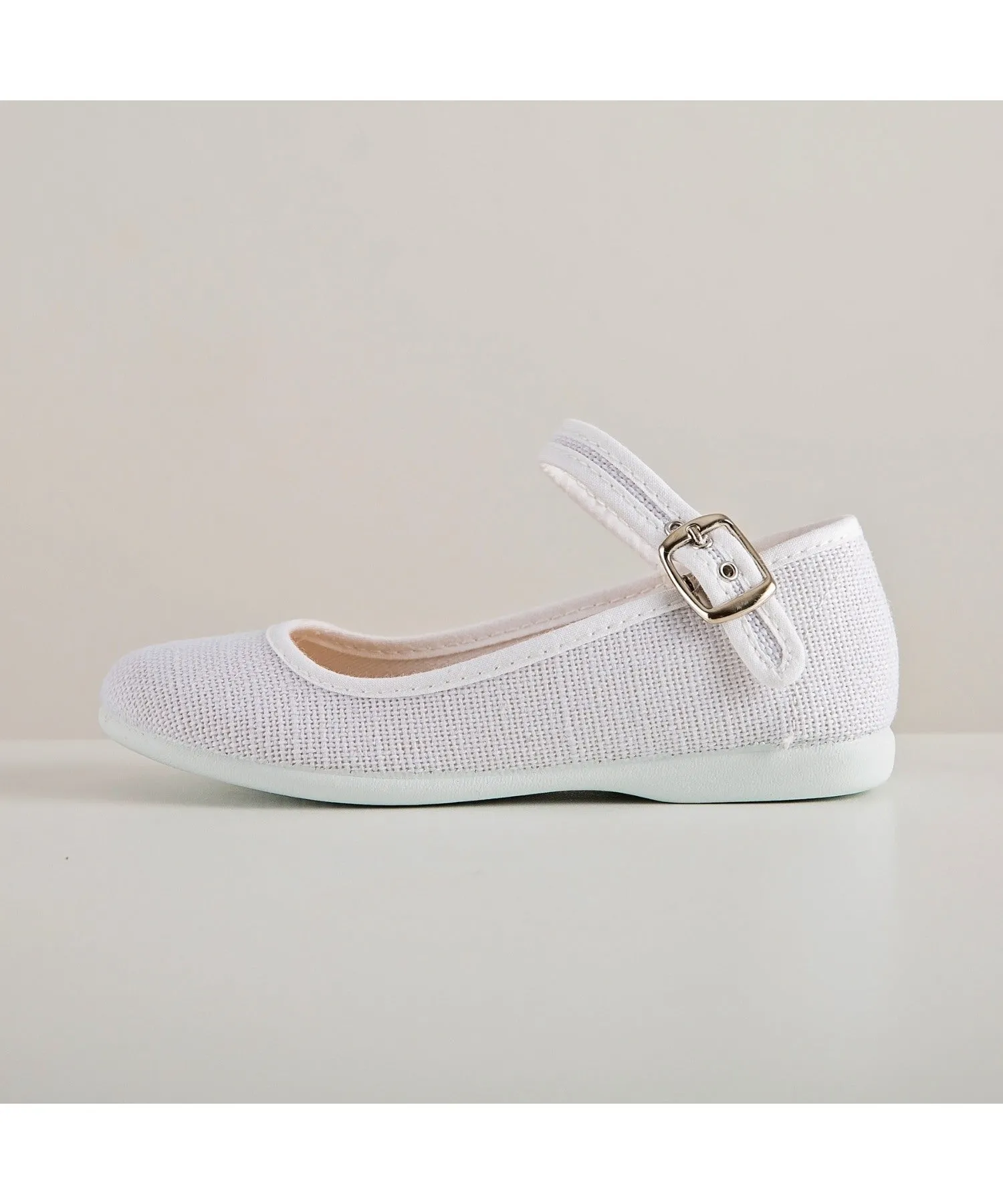 Linen Flower Girl Shoes - White